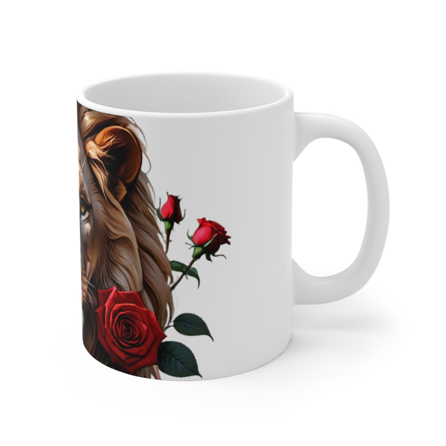 Majestic Lion Mug - Fierce Animal Lover Gift, Floral Art Coffee Cup, Unique Home Decor, Thoughtful Birthday Present, Nature Enthusiast