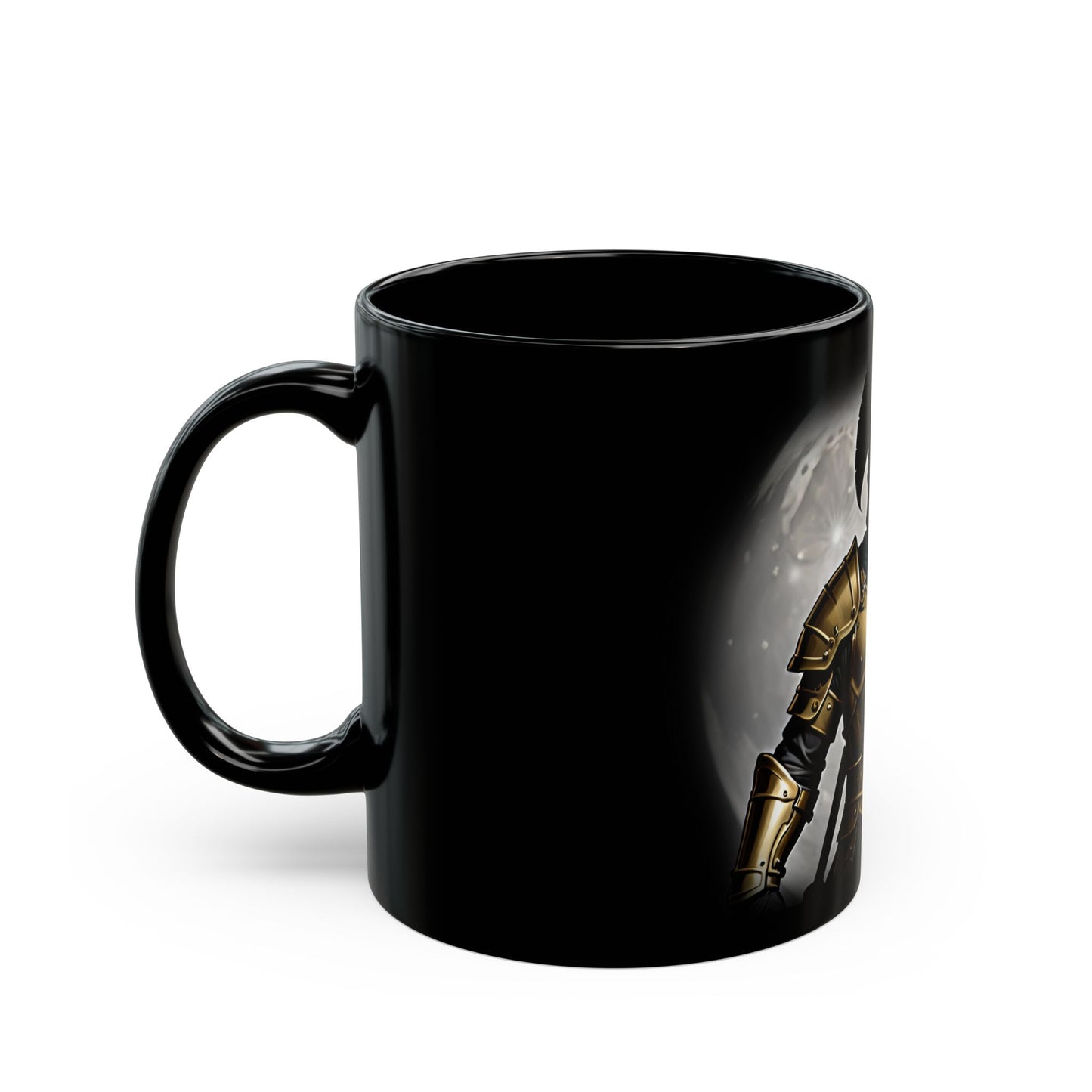 Knight Themed Black Mug with Armor Design | Unique Gift for Medieval Enthusiasts, Coffee Lover Mug, Fantasy Drinkware, Home Decor