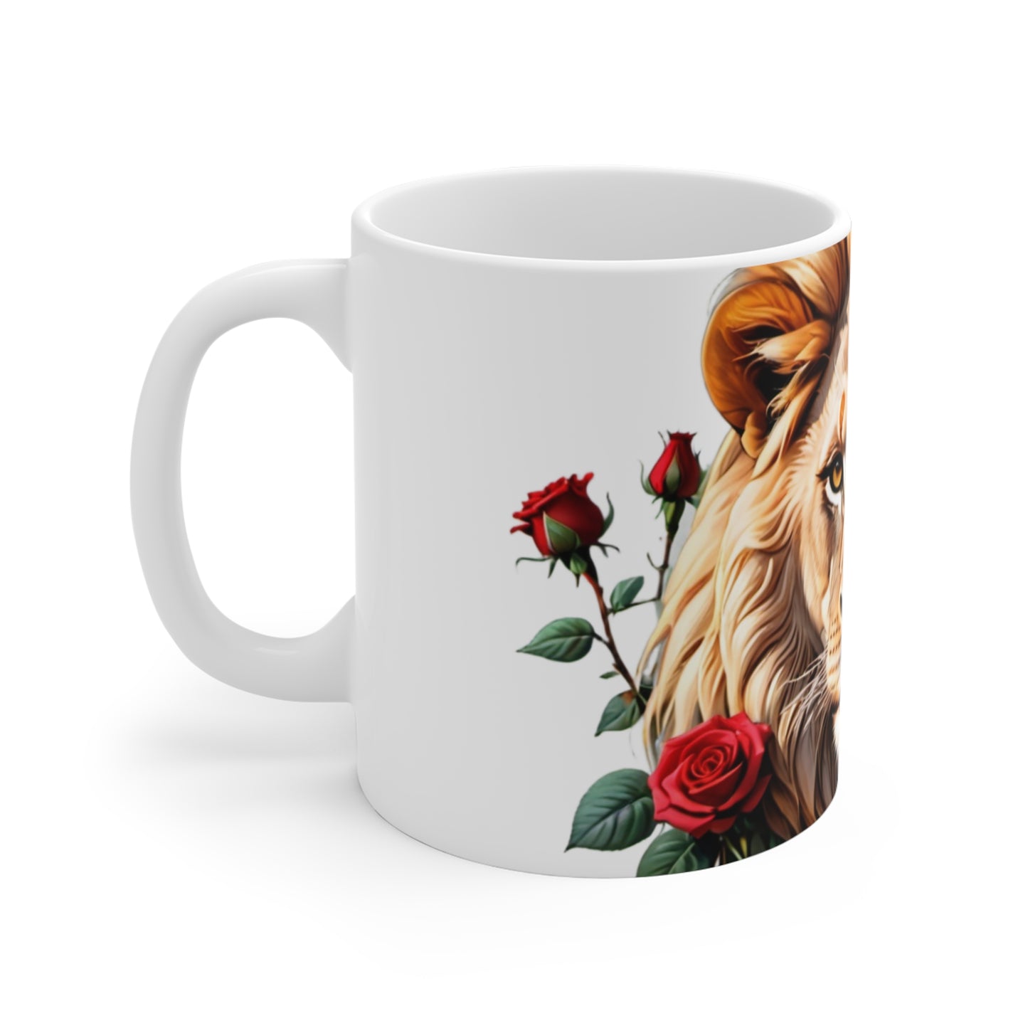 Majestic Lion Mug - Fierce Animal Lover Gift, Floral Art Coffee Cup, Unique Home Decor, Thoughtful Birthday Present, Nature Enthusiast